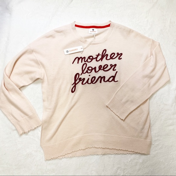 NEW • Sundry • Mother Lover Friend Sweater Pink - Picture 3 of 10